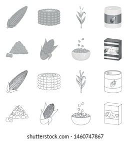 Vector illustration of cornfield and vegetable logo. Collection of cornfield and vegetarian vector icon for stock.
