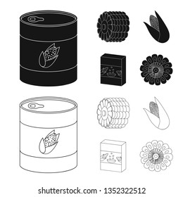 Vector illustration of cornfield and vegetable sign. Set of cornfield and vegetarian stock vector illustration.
