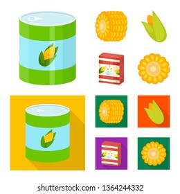 Vector illustration of cornfield and vegetable sign. Collection of cornfield and vegetarian vector icon for stock.