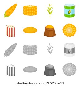 Vector illustration of cornfield and vegetable sign. Collection of cornfield and vegetarian stock vector illustration.