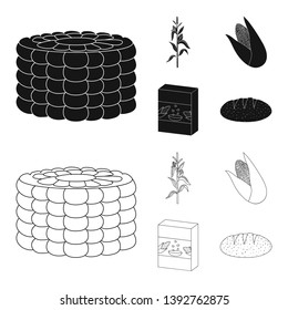 Vector illustration of cornfield and vegetable sign. Collection of cornfield and vegetarian stock vector illustration.