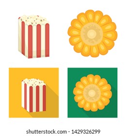 Vector illustration of cornfield and vegetable sign. Collection of cornfield and vegetarian vector icon for stock.