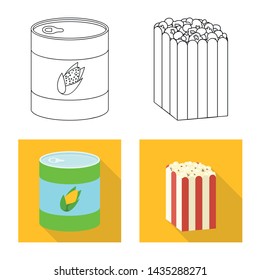 Vector illustration of cornfield and vegetable sign. Collection of cornfield and vegetarian vector icon for stock.