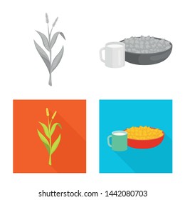 Vector illustration of cornfield and vegetable sign. Collection of cornfield and vegetarian stock vector illustration.