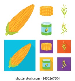 Vector illustration of cornfield and vegetable sign. Set of cornfield and vegetarian vector icon for stock.