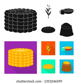 Vector illustration of cornfield and vegetable symbol. Collection of cornfield and vegetarian stock symbol for web.