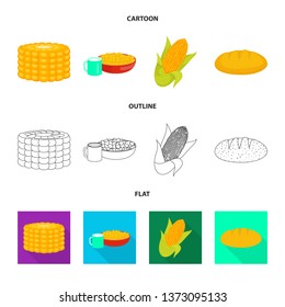 Vector illustration of cornfield and vegetable symbol. Set of cornfield and vegetarian vector icon for stock.