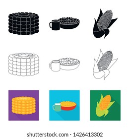 Vector illustration of cornfield and vegetable symbol. Collection of cornfield and vegetarian vector icon for stock.