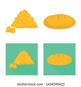 Vector illustration of cornfield and vegetable symbol. Set of cornfield and vegetarian vector icon for stock.