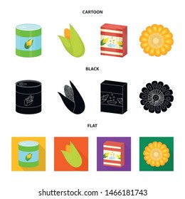 Vector illustration of cornfield and vegetable symbol. Set of cornfield and vegetarian vector icon for stock.