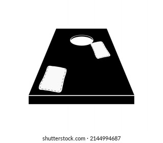 Vector illustration of cornhole board with sack symbol on gray background