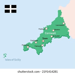 Vector Illustration Cornwall Map In England