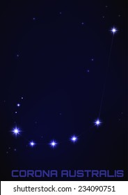 Vector illustration of Corona Australis constellation in blue 