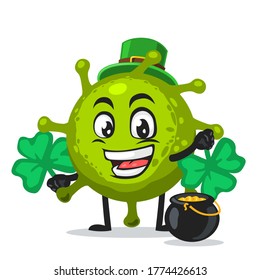 Vector Illustration of corona mascot or character wearing shamrock hat