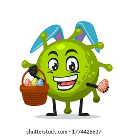 Vector Illustration of corona mascot or character wearing bunny hat
