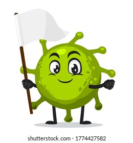 Vector Illustration of corona mascot or character holding blank white banner