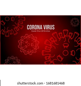 vector illustration of Corona virus Background template. illustration graphic vector of corona virus (2019-nCov, Covid-19) . Corona Virus icon shape. virus danger sign. Isolated on black background.