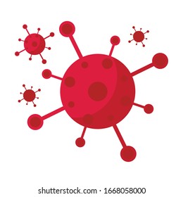Dibujo vectorial de un personaje de caricatura del virus de la corona en rojo