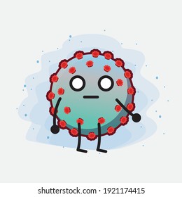 Vector Illustration of Corona Virus Character with cute face, simple hands and leg line art on Isolated Background. Flat cartoon doodle style.