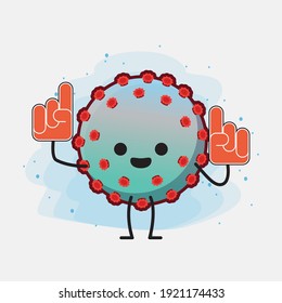 Vector Illustration of Corona Virus Character with cute face, simple hands and leg line art on Isolated Background. Flat cartoon doodle style.