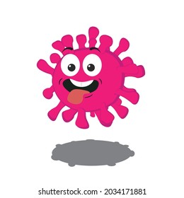 Vector Illustration of Corona Virus Character with cute face, simple art on Isolated Background. Flat cartoon doodle style
