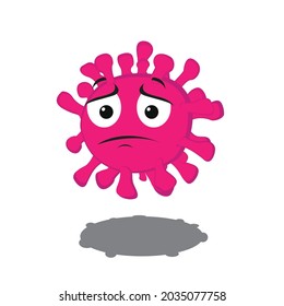 Vector Illustration of Corona Virus Character with cute face, simple art on Isolated Background. Flat cartoon doodle style