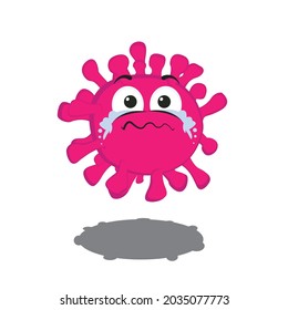 Vector Illustration of Corona Virus Character with cute face, simple art on Isolated Background. Flat cartoon doodle style