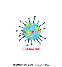 Icono del virus de la corona en vectores golpea el mundo.