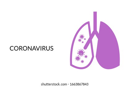 Vector Illustration of corona virus in the lungs with white background