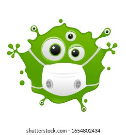 Vector illustration of corona virus with mask