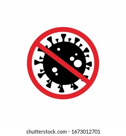 Vector illustration of Corona virus with red stop sign, Concept of fight against Many Virus attack.