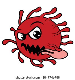 vector illustration of the corona virus in red