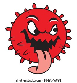 vector illustration of the corona virus in red