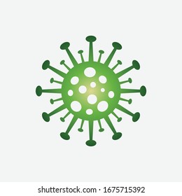 vector illustration of Coronavirus 2019-nCoV. Corona virus icon. Green color on white background isolated. virus attack. influenza pandemic. virion of Corona-virus.