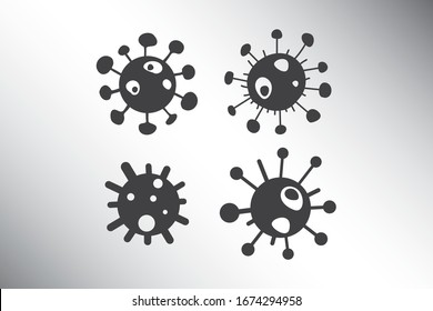 Vector illustration coronavirus 2019-nCoV, Covid-19. Coronavirus in freehand writing. Covid-19 coronavirus infection.Virus covid-19 cell icon.