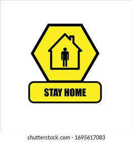 Vector illustration coronavirus 2019-nCoV, Covid-19.Sign stay at home steps to protect yourself.