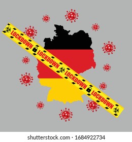 Vector illustration coronavirus 2019-nCoV, Covid-19.Stop Covid-19 sign & symbol concept. Virus covid-19 cell icon. Germany Lockdown coronavirus concept.