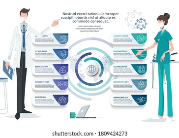 Vector illustration of the Coronavirus 2019-NCOV infographic element.  Icons set. 