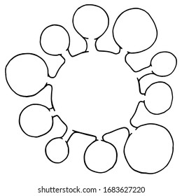 Vector illustration. Coronavirus 2019-nCov novel coronavirus concept resposible for asian flu outbreak and coronaviruses influenza as dangerous flu strain cases as a pandemic. Black outline.