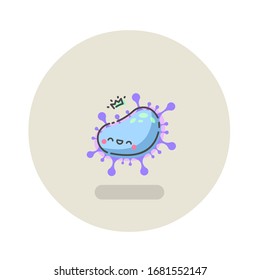 Vector illustration of coronavirus bacteria cute cartoon character, little monster. infection icon baby picture. 