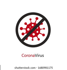Vector illustration of coronavirus ban. Stop coronavirus. Covid-19.