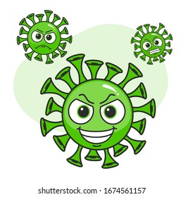 Vector illustration of Coronavirus cartoon virus characters