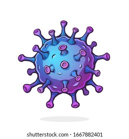 Vector illustration. Coronavirus cell from Chine. Virus cause respiratory infection 2019-nCoV. Graphic design with contour. Global world epidemic. Deadly corona bacteria. Isolated on white background