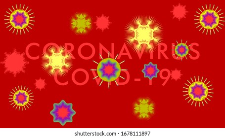 Vector illustration of coronavirus. corona virus microbe. 2019-ncov virus. coronavirus covid-19 vector design on red background