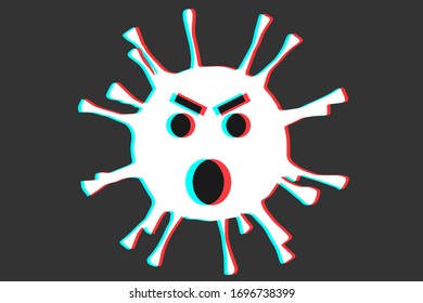 Vector illustration of Coronavirus, Covid-19 in blue and pink colors. Virus like smile or emoji