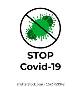 Vector illustration of a coronavirus COVID-19. Caution coronavirus, stop coronavirus. Coronavirus outbreak.