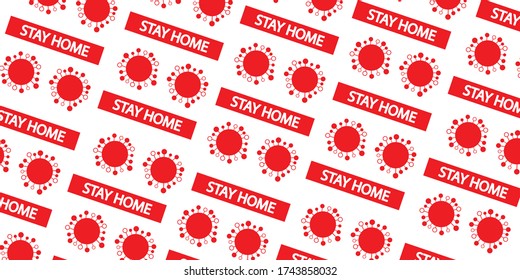 Logo del coronavirus vector o fondo COVID-19, ilustración del virus coronavirus 2019-nCoV sobre fondo blanco, Covid 19, Stay home.