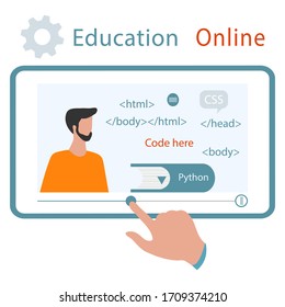 Vector illustration  coronavirus COVID-19 Quarantine. Online education, freelance work, distance studying. Closing schools, universities. Students, children studying remotely. Learning concept.