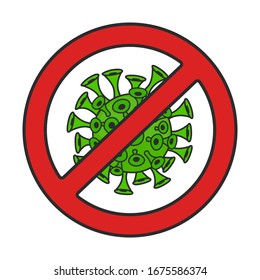 Vector illustration of Coronavirus Covid-19 stop sign