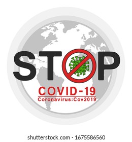 Vector illustration of Coronavirus Covid-19 stop on earth sign